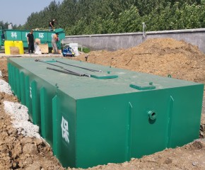 山东潍坊诸城石桥子养鸡场气浮机+半埋式一体化污水处理设备现场安装